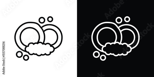 Washing dishes icon vector graphics in strokes