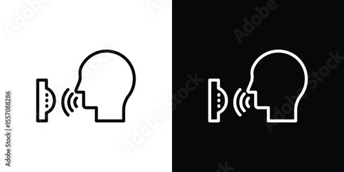 Voice control icon vector graphics in strokes