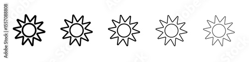 Sun icon vector outline symbol or illustration