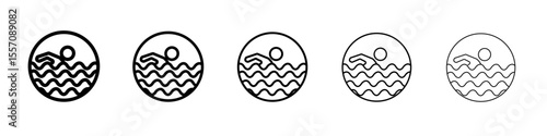 swimming icon vector outline symbol or illustration
