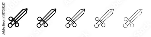 sword icon vector outline symbol or illustration