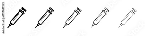 syringe icon vector outline symbol or illustration