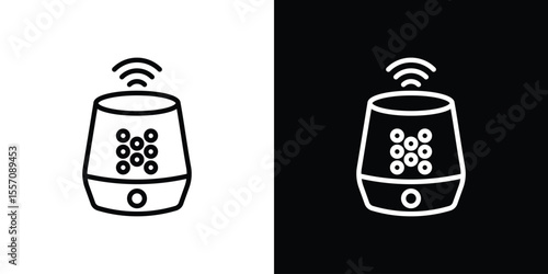 Smart speaker icon vector graphics in strokes