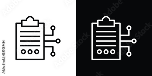 Smart contract icon vector graphics in strokes