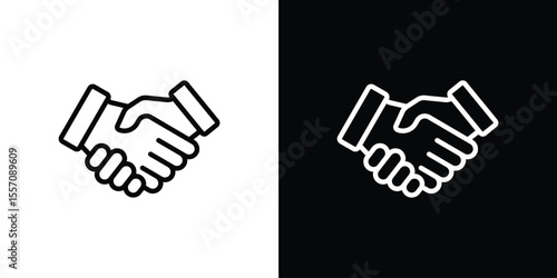 Shake hands icon vector graphics in strokes