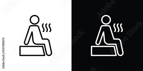 Sauna icon vector graphics in strokes