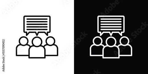 Public opinion icon vector graphics in strokes
