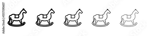 Toy horse rocking chair icon vector outline symbol or illustration