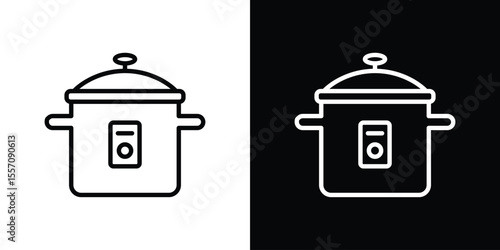 pressure cooker icon vector graphics in strokes