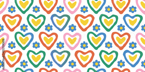 Harmonious Hearts Pattern: A cheerful display of vibrant hearts and dainty floral elements dance across the visual plane, infusing it with a joyous energy. 