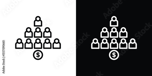 Ponzi scheme icon vector graphics in strokes