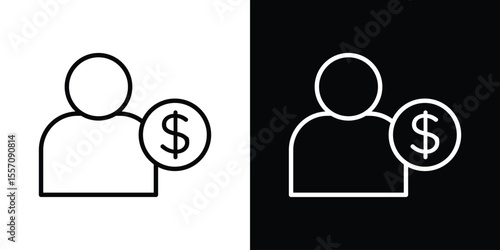 Personal loan icon vector graphics in strokes