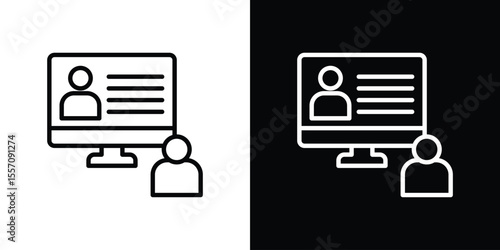 Online course icon vector graphics in strokes