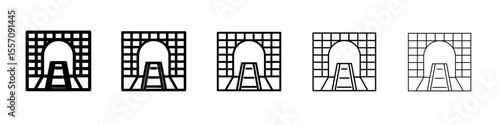 Tunnel mining industry icon vector outline symbol or illustration