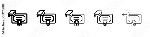 University, college degree icon vector outline symbol or illustration