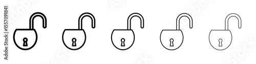 unlocked icon vector outline symbol or illustration
