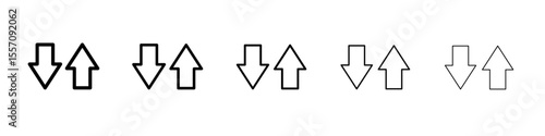 Up and down arrows icon vector outline symbol or illustration
