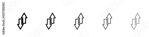 Up and down arrows icon vector outline symbol or illustration