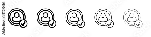 verified user icon vector outline symbol or illustration