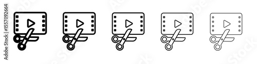 video Editor icon vector outline symbol or illustration