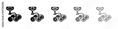 Video game contest icon vector outline symbol or illustration