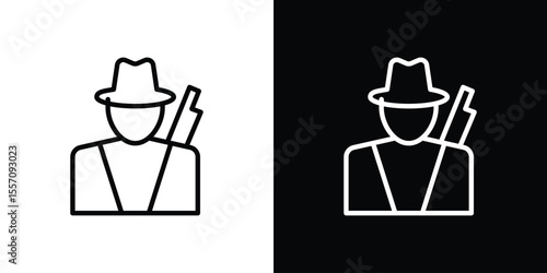 Hunter icon vector graphics in strokes