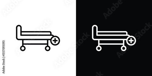 Hospital bed icon vector graphics in strokes