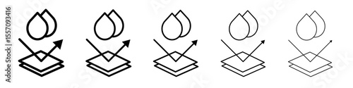 Water repellent surface icon vector outline symbol or illustration