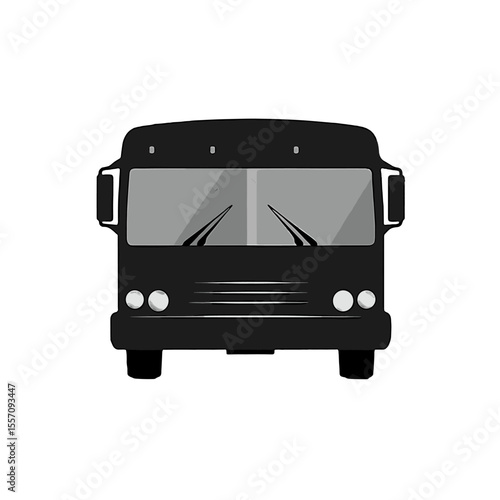 Front View of a Black Delivery Truck in Urban Environment, Illustrative Content Showcasing Logistics and Industry Concept