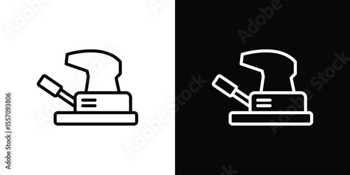 Floor sanding machine icon vector graphics in strokes