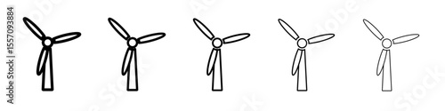 Wind turbine icon vector outline symbol or illustration