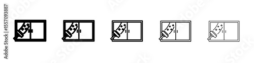 Windows cleaning icon vector outline symbol or illustration