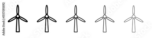 Wind turbine icon vector outline symbol or illustration