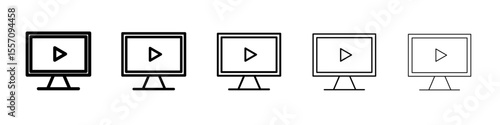 youtube screen icon vector outline symbol or illustration