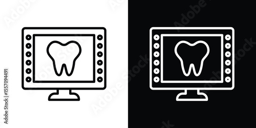 Dental X ray icon vector graphics in strokes