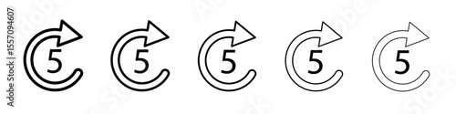5 sec skip icon vector outline symbol or illustration
