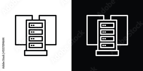 Data center icon vector graphics in strokes