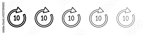10 sec skip icon vector outline symbol or illustration