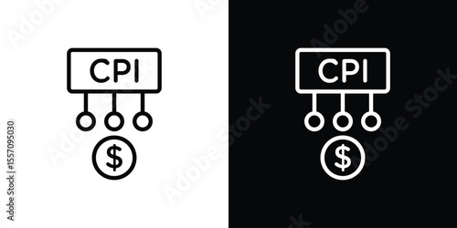 Consumer prices index icon vector graphics in strokes