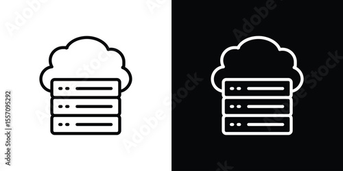 Cloud server icon vector graphics in strokes