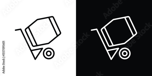 cement mixers icon vector graphics in strokes