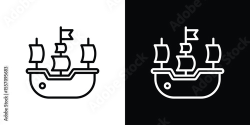 Caravel icon vector graphics in strokes