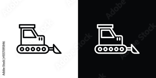 Bulldozer icon vector graphics in strokes