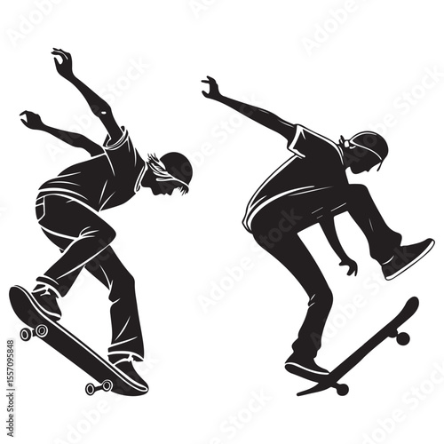 Urban Skateboarding Silhouettes in Action

