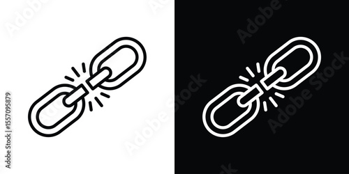 Broken link icon vector graphics in strokes