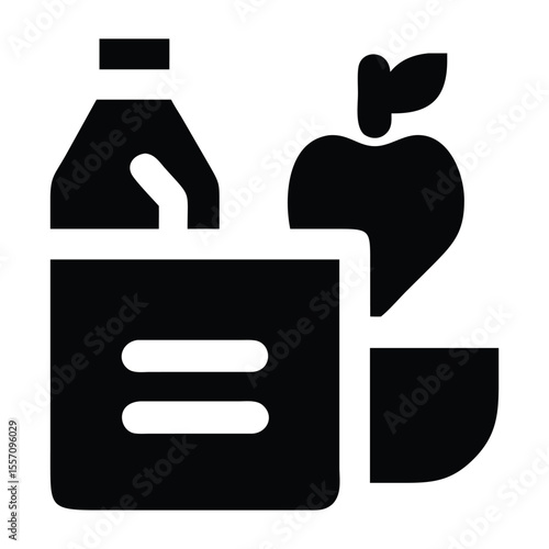 Donation Box Featuring Food and a Drink Depicting Charitable Giving and Acts of Generosity Towards Those in Need