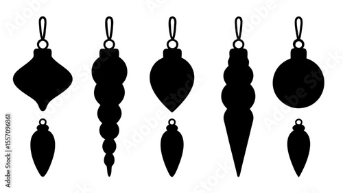 Set of christmas bulb silhouette vector art