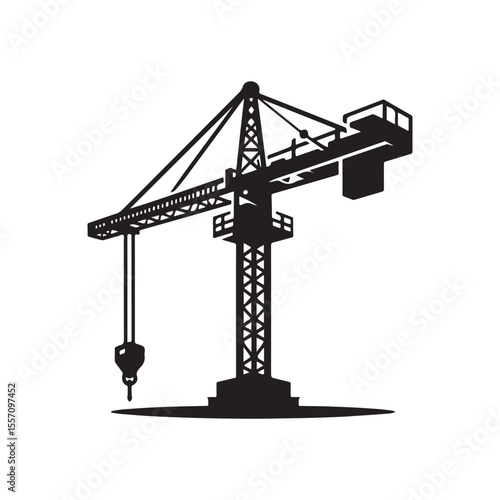 crane vector silhouette clip art logo design illustration. crane collections for construction works
