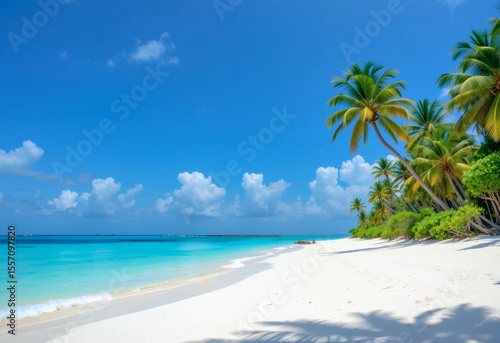Wallpaper Mural Tropical White Sand Beach With Palm Trees and Clear Blue Ocean Water Torontodigital.ca