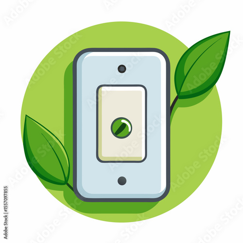 Eco Light Switch Vector | Generative AI & Linocut Silhouette Illustration